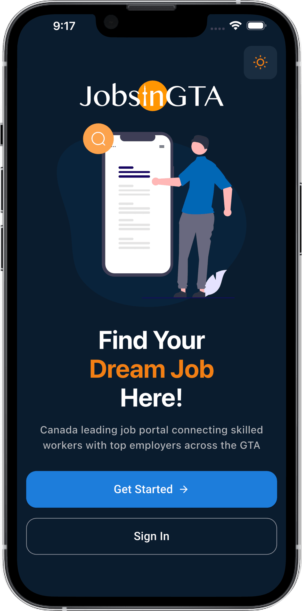 JobsInGTA mobile app preview